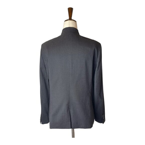 Lafayette 148 New York Black Wool Blend Micro Dot‎ Mandarin Collar Blazer 12P - Picture 2 of 12